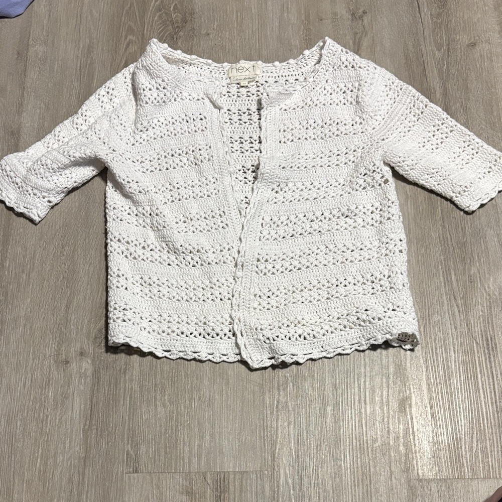 Next White Open-Front Crochet Cardigan